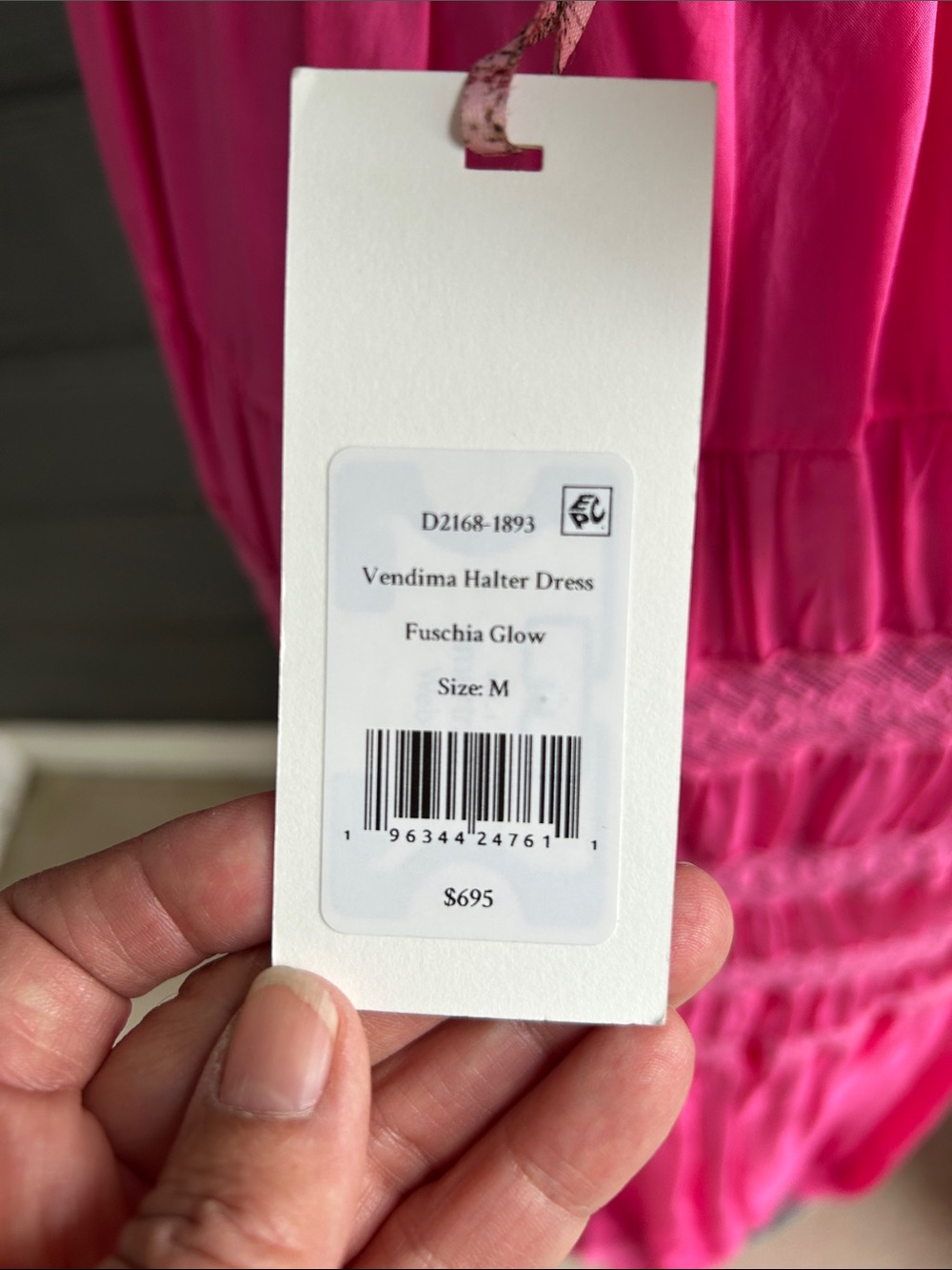 LoveShackFancy Hot Pink Halter Maxi Dress - As Is - Picture 6 of 16
